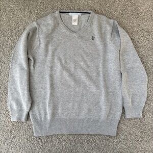 Janie and Jack Boys Size 6 Pale Grey 100% Cotton V-Neck Sweater EXC